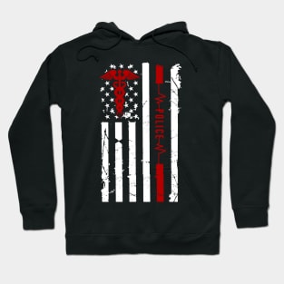 Police Heartbeat Flag American Hoodie